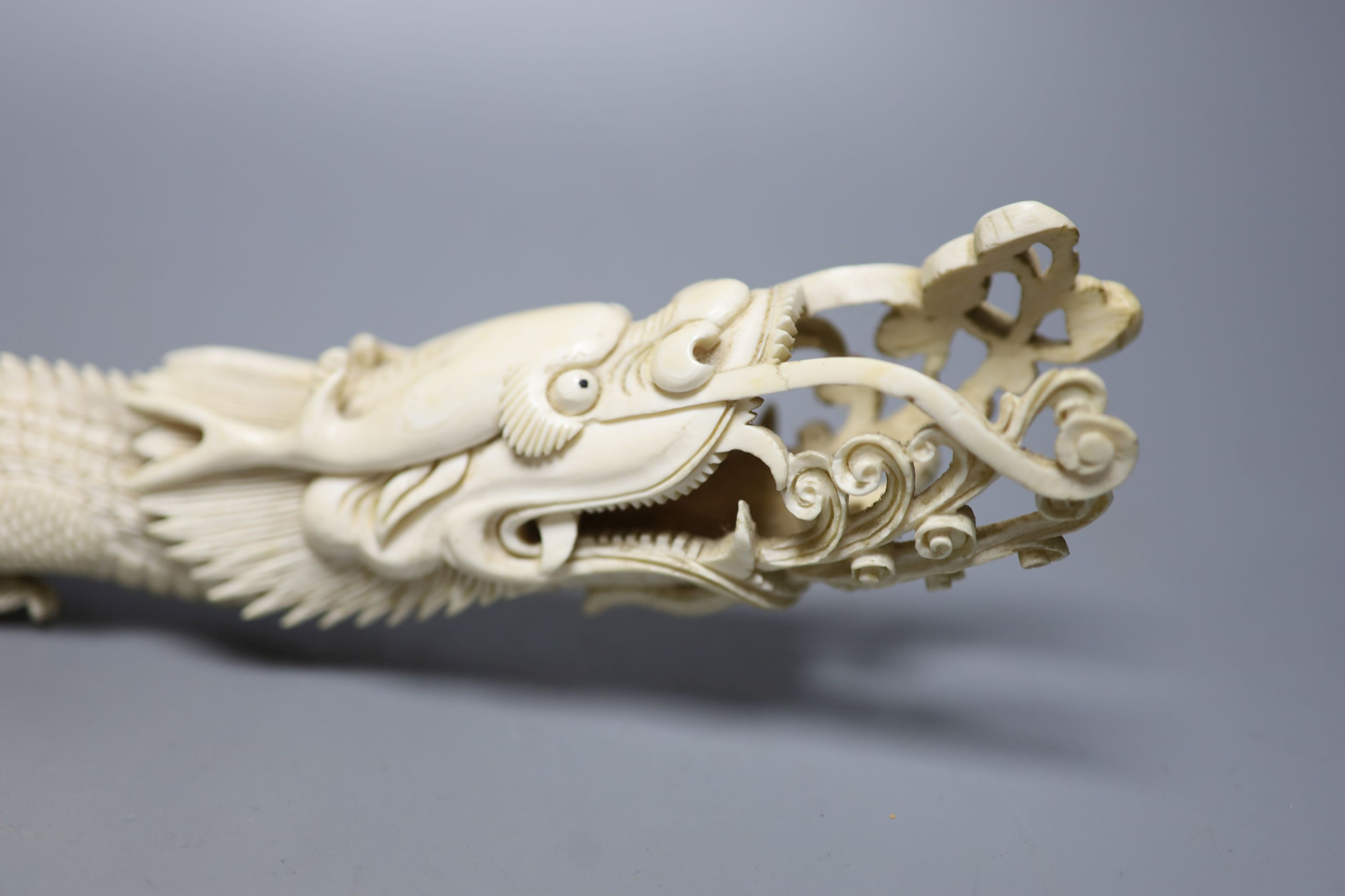 An Indonesian ivory carving of a dragon, first half of 20th century 52cm, , An Indonesian ivory carving of a dragon, first half of 20th century